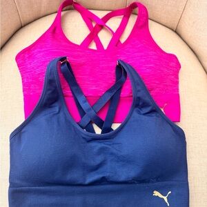 Puma Women's Fuchsia and Navy Sports Bras set of 2 size M